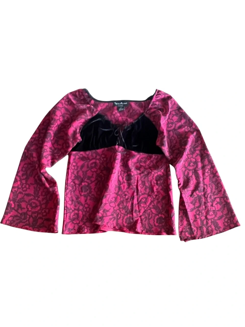 VTG Y2K Mercer & Madison Womens L Lounge Set Pink Black Velvet Floral Whimsigoth